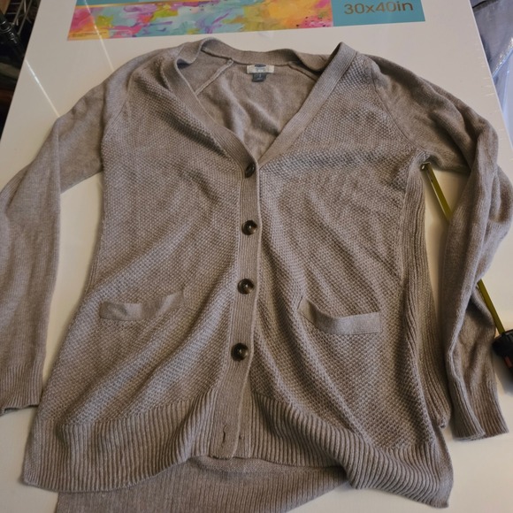 Old Navy Other - Old Navy Mens Waffle Knit V-Neck Button Cardigan Sweater Tan Taupe Small